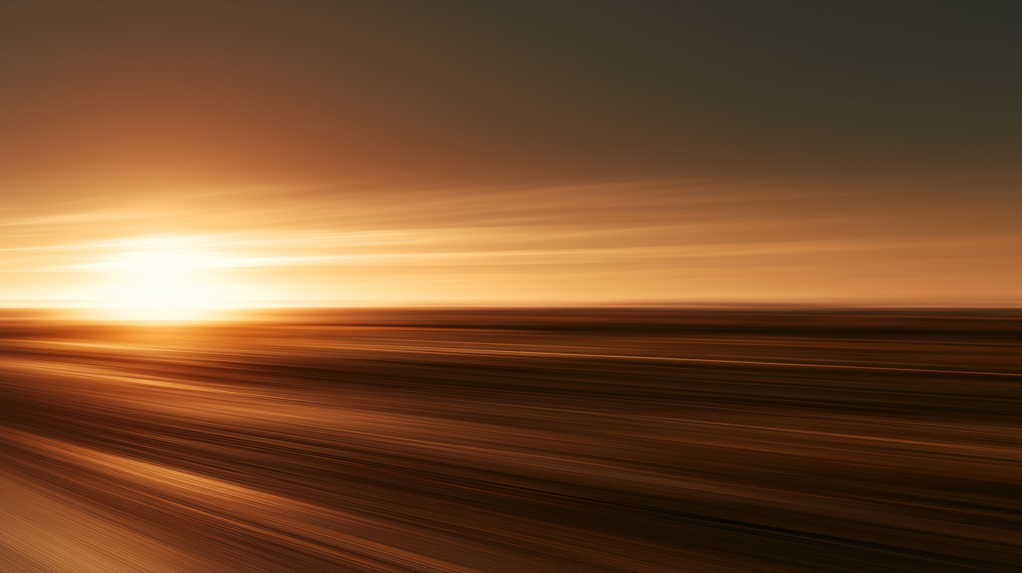 A horizon at sunset in long exposure