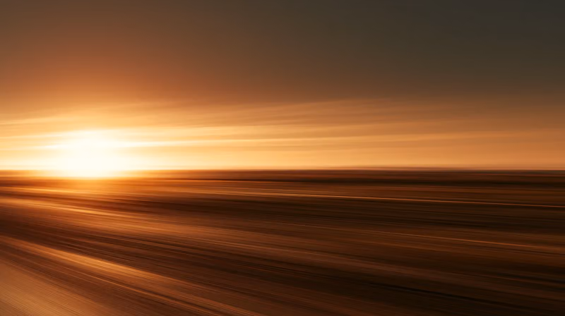 A horizon at sunset in long exposure